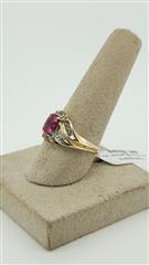 Synthetic Ruby Lady's Stone & Diamond Ring 18 Diamonds .60 Carat T.W.